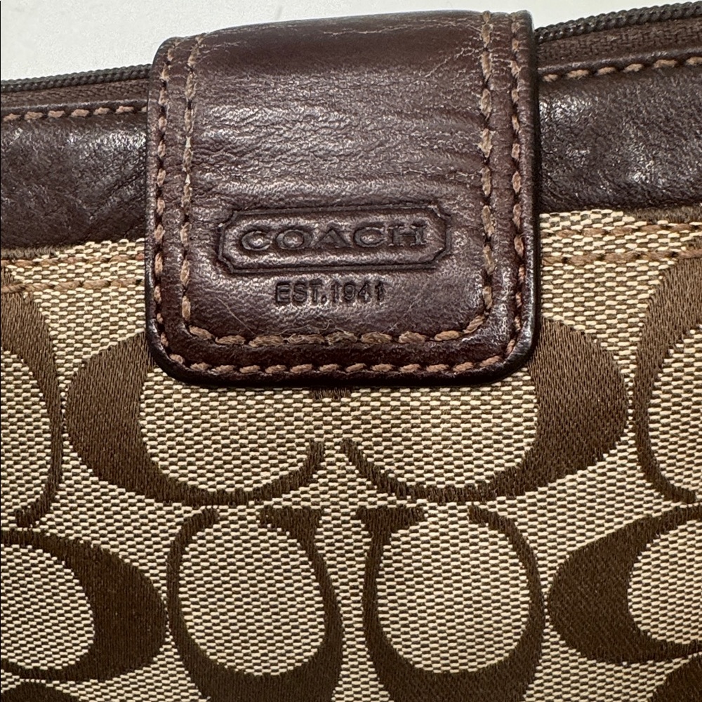 Coach Signature Canvas & Leather Clutch - Picture 4 of 15